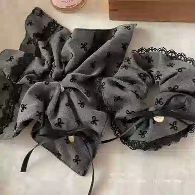 希铃 格雷系蝴蝶结印花#好运 布艺 发圈 女款