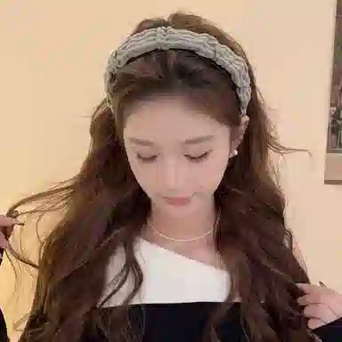 希铃 高级感复古百搭气质条纹褶皱 布艺 发箍 女款