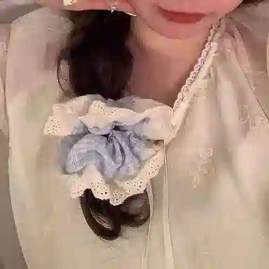 希铃 田园风小清新大肠方格百搭 棉麻 发圈 女款