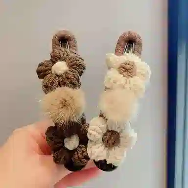 希铃 秋冬针织双花大号高级感抓夹 毛线 发夹 女款