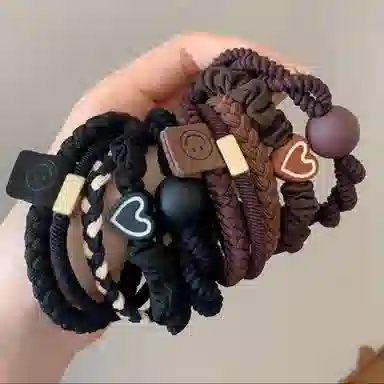 希铃 黑白棕高弹力耐用高端 皮筋 发圈 女款