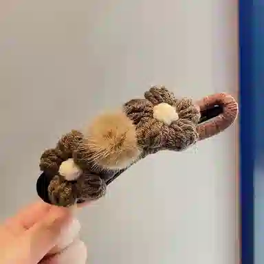 希铃 秋冬针织双花大号高级感抓夹 毛线 发夹 女款