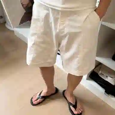虫小绿 夏季老钱风复古棉麻宽松直筒五分裤休闲短裤 男女同款
