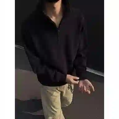 悍戈 美式复古半拉链高领内搭兼具潮流与松弛感卫衣 男女同款