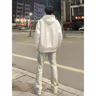 悍戈 美式复古潮流拼接设计感舒适百搭牛仔裤 男女同款