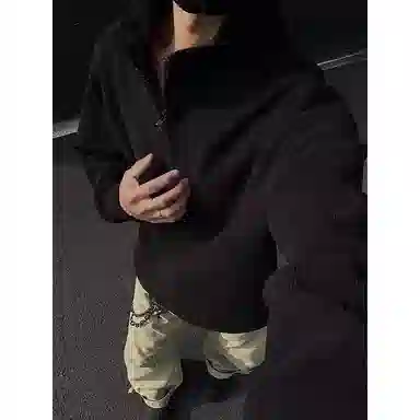悍戈 美式复古半拉链高领内搭兼具潮流与松弛感卫衣 男女同款