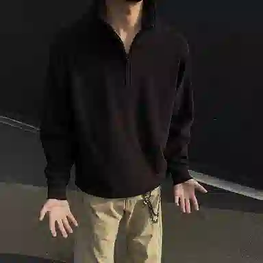 悍戈 美式复古半拉链高领内搭兼具潮流与松弛感卫衣 男女同款