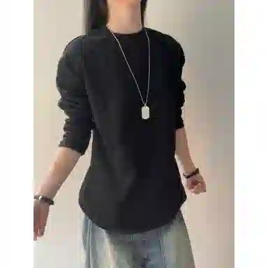 悍戈 美式高级感正肩长袖套头打底衫 休闲百搭卫衣 男女同款