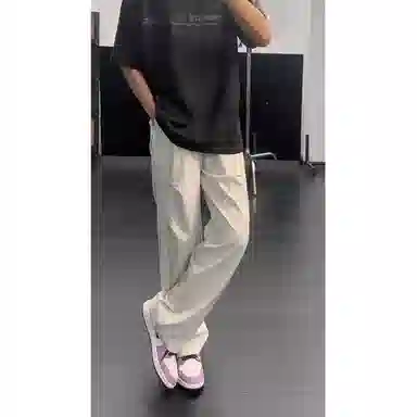沐诚阳译 美式高街风宽松垂感皱褶阔腿运动休闲裤 男女同款