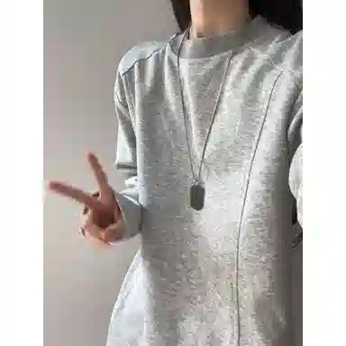 悍戈 美式高级感正肩长袖套头打底衫 休闲百搭卫衣 男女同款