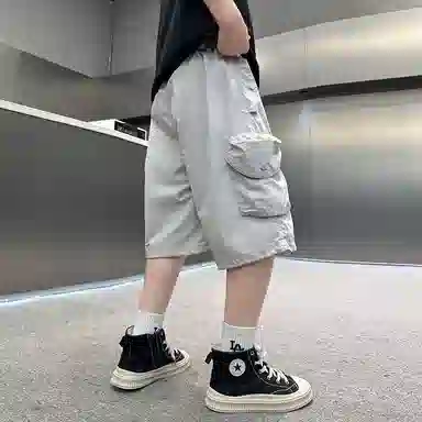 雅鹿 百搭纯色拼接五分短裤 儿童款