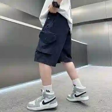 雅鹿 百搭纯色拼接五分短裤 儿童款