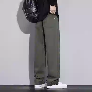 赛瀚 阔腿裤男生纯色简约垂感舒适宽松直筒长裤子美式潮牌高街风抽绳松紧腰多口袋设计青少年时尚百搭潮流帅气户外运动休闲裤 男女同款