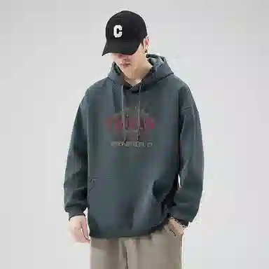 赛瀚 潮牌高街连帽卫衣男款美式休闲简约印花设计春秋厚款百搭舒适亲肤慵懒风男装宽松上衣长袖显瘦显高少年感外穿外搭衣服 男女同款
