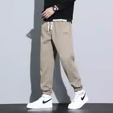 赛瀚 纯色拼接设计显高束脚休闲裤男款春秋厚款百搭舒适亲肤男装长裤复古宽松显瘦青少年高街潮流通勤外穿男裤 男女同款
