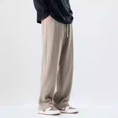 赛瀚 潮牌阔腿休闲裤男款美式潮流春秋厚款百搭舒适亲肤男装松紧腰抽绳长裤宽松显瘦显高青少年高街通勤外穿直筒裤 男女同款