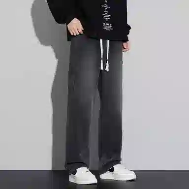 赛瀚 美式宽松拼接休闲牛仔裤男款复古春秋厚款百搭舒适亲肤男装直筒长裤显瘦显高青少年高街潮流通勤外穿男裤 男女同款