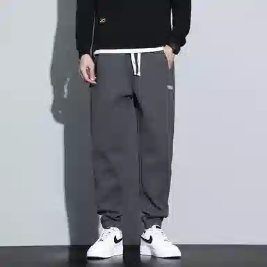 赛瀚 纯色拼接设计显高束脚休闲裤男款春秋厚款百搭舒适亲肤男装长裤复古宽松显瘦青少年高街潮流通勤外穿男裤 男女同款