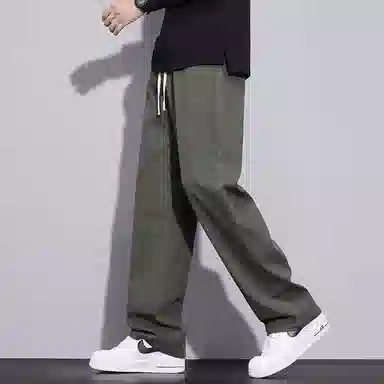 赛瀚 阔腿裤男生纯色简约垂感舒适宽松直筒长裤子美式潮牌高街风抽绳松紧腰多口袋设计青少年时尚百搭潮流帅气户外运动休闲裤 男女同款