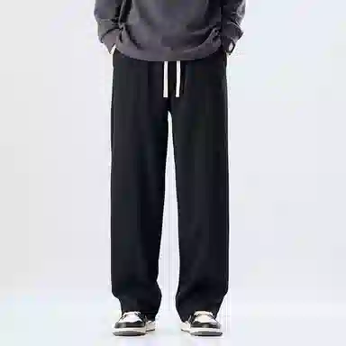 赛瀚 潮牌阔腿休闲裤男款美式潮流春秋厚款百搭舒适亲肤男装松紧腰抽绳长裤宽松显瘦显高青少年高街通勤外穿直筒裤 男女同款
