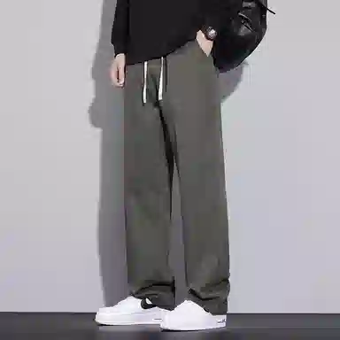 赛瀚 阔腿裤男生纯色简约垂感舒适宽松直筒长裤子美式潮牌高街风抽绳松紧腰多口袋设计青少年时尚百搭潮流帅气户外运动休闲裤 男女同款