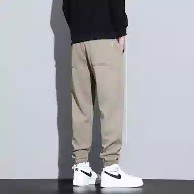 赛瀚 纯色拼接设计显高束脚休闲裤男款春秋厚款百搭舒适亲肤男装长裤复古宽松显瘦青少年高街潮流通勤外穿男裤 男女同款