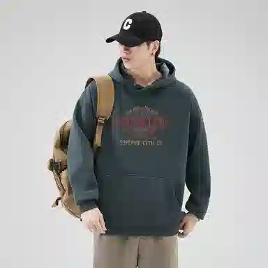 赛瀚 潮牌高街连帽卫衣男款美式休闲简约印花设计春秋厚款百搭舒适亲肤慵懒风男装宽松上衣长袖显瘦显高少年感外穿外搭衣服 男女同款