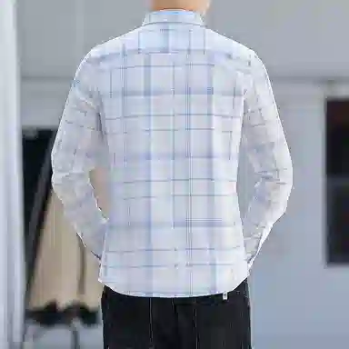 赛瀚 都市轻商务格子休闲衬衫长袖男款秋季翻领简约职场日常百搭舒适亲肤显瘦青少年高街男装宽松上衣衬衣外套外穿衣服 男女同款