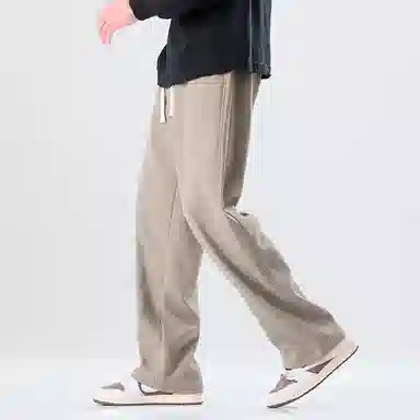 赛瀚 潮牌阔腿休闲裤男款美式潮流春秋厚款百搭舒适亲肤男装松紧腰抽绳长裤宽松显瘦显高青少年高街通勤外穿直筒裤 男女同款
