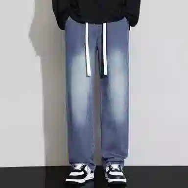 赛瀚 水洗阔腿牛仔裤男款美式复古休闲直筒裤春秋厚款百搭舒适亲肤男装宽松长裤显瘦显高青少年高街潮流通勤高级感外穿男裤 男女同款