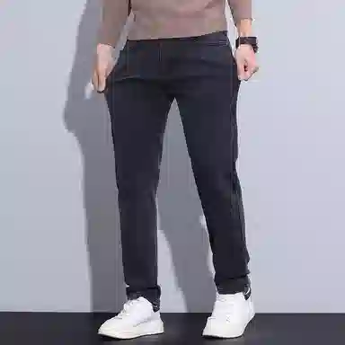 赛瀚 高级感轻商务弹力直筒牛仔休闲裤男款复古厚款百搭春秋舒适亲肤男装长裤显瘦显高青少年高街潮流通勤外穿男裤 男女同款