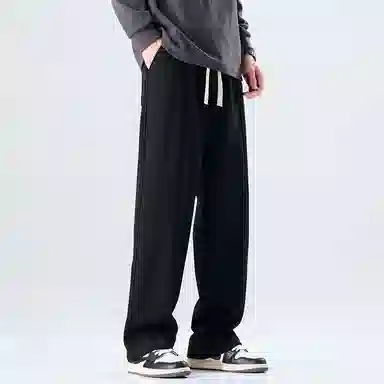 赛瀚 潮牌阔腿休闲裤男款美式潮流春秋厚款百搭舒适亲肤男装松紧腰抽绳长裤宽松显瘦显高青少年高街通勤外穿直筒裤 男女同款