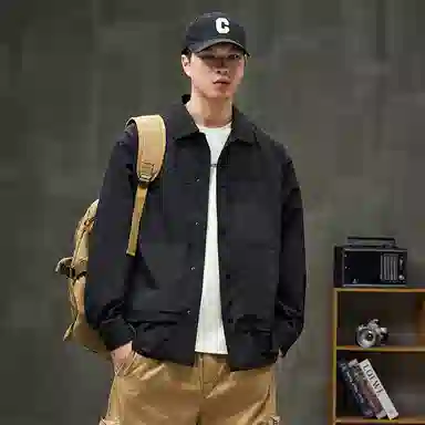 赛瀚 美式重磅夹克外套男款复古翻领衬衫工装春秋厚款百搭舒适亲肤男装宽松上衣显瘦显高少年高街通勤外穿男士衣服 男女同款