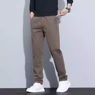 赛瀚 纯色舒适弹力修身休闲裤垂感直筒裤复古秋季厚款百搭亲肤男装长裤宽松显瘦显高青少年高街潮流通勤外穿男士裤子 男女同款