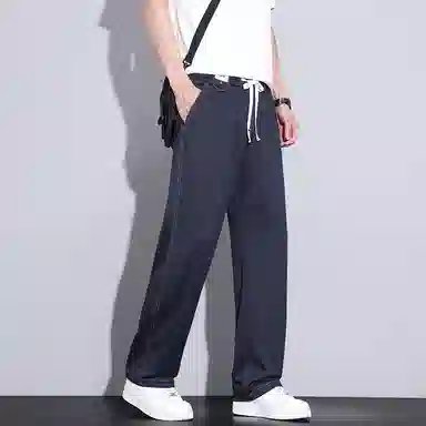 赛瀚 阔腿裤男生夏季薄款宽松直筒长裤美式潮牌高街风时尚百搭抽绳松紧腰多口袋设计青少年潮流帅气日常通勤运动裤子休闲裤 男女同款