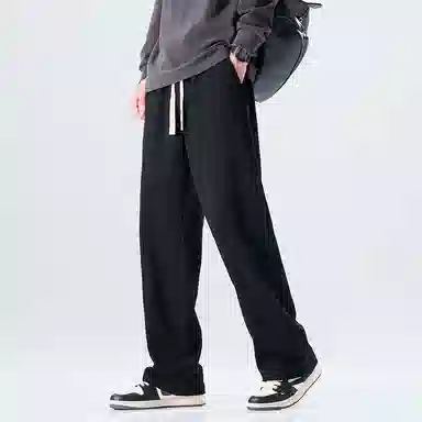 赛瀚 潮牌阔腿休闲裤男款美式潮流春秋厚款百搭舒适亲肤男装松紧腰抽绳长裤宽松显瘦显高青少年高街通勤外穿直筒裤 男女同款