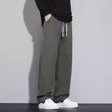 赛瀚 阔腿裤男生纯色简约垂感舒适宽松直筒长裤子美式潮牌高街风抽绳松紧腰多口袋设计青少年时尚百搭潮流帅气户外运动休闲裤 男女同款