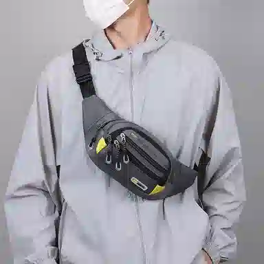 小猪班纳 运动跑步多功能大容量斜挎包时尚潮流防水手机包 尼龙牛津布 腰包 常规 男款 多色