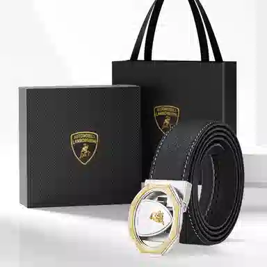 Automobili Lamborghini Leather Belt 3.4cm