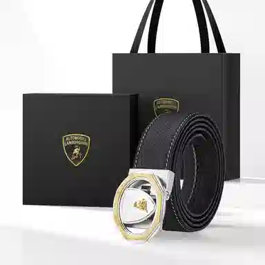 Automobili Lamborghini Leather Belt 3.4cm