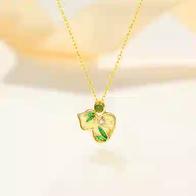 【S925银 福禄临门】 七好美银 葫芦竹叶新中式复古小众设计节节高升双全招财转运轻奢高级简约时髦百搭锁骨链#好运 玉髓 项链 女款
