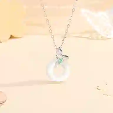 【S925银 郁见】 七好美银 郁金香平安扣轻奢浪漫梦幻小众设计小清新温柔新中式高颜值氛围感甜美少女心百搭 玉髓 项链 女款