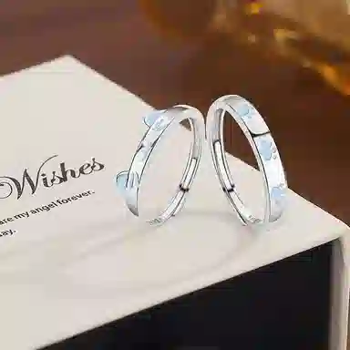 【999纯银 可免费定制刻字 夜光 猫咪日记】  七好美银 可爱喵咪狗狗简约小清新萌趣猫耳生动立体俏皮设计甜蜜 银 戒指 男女同款情侣款