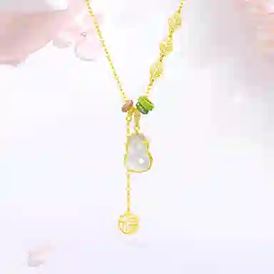 【S925银 福禄双全】 七好美银 福运葫芦新中式国风国潮轻奢招财纳福平安喜乐贵气小众设计简约高级约会通勤显白百搭#好运 玉髓 项链 女款
