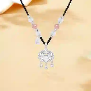 【999足银纯银锁住财运】 七好美银 招财福运平安锁新中式国潮优雅气质小清新招财转运铃铛吊坠百搭长命锁#好运 首饰  项链 男女同款情侣款