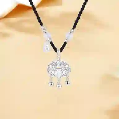 【999足银纯银 岁岁平安 】 七好美银 招财平安锁 新中式国潮优雅气质 贵气清冷高级极简百搭 首饰 项链 男女同款情侣款