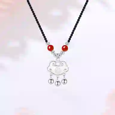 【999足银纯银心想事成 】 七好美银 平安锁国潮新中式纳福精致轻奢小众简约吉祥副锁吊坠时尚百搭#好运 首饰 项链 男女同款情侣款