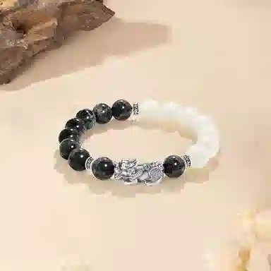 【S999足银纯银 财运亨通】 七好美银 招财貔貅吞金兽 新中式国潮民族风复古小众设计感 简约 八方来财 通勤百搭 琉璃 手串 男女同款情侣款