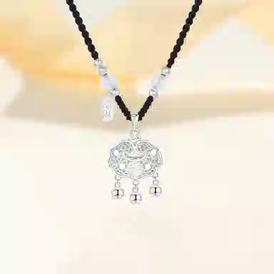 【999足银纯银 岁岁平安 】 七好美银 招财平安锁 新中式国潮优雅气质 贵气清冷高级极简百搭 首饰 项链 男女同款情侣款