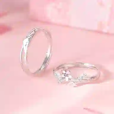 【S925银 樱花之恋】 七好美银 飞雪精致小花甜美温柔浪漫雪山频率 首饰 戒指 男女同款情侣款